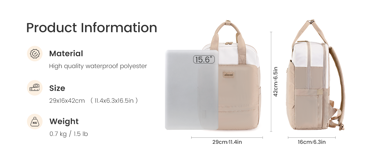 LOVEVOOK Рюкзак для ноутбука, 15.6 дюймів, жіночий, для школи/університету, подорожей, чорний