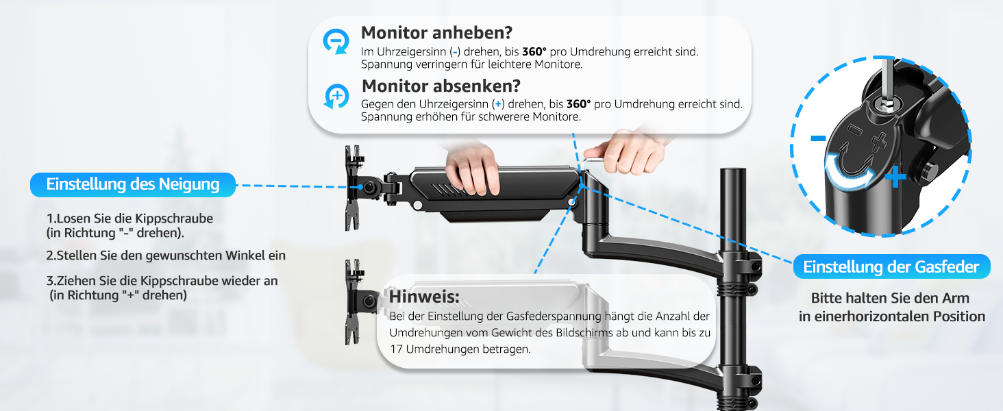 Кріплення для монітора MOUNTUP - 2 монітори, 13-32 дюйми, регульоване, VESA 75/100mm, 2-10 кг, EU6016B