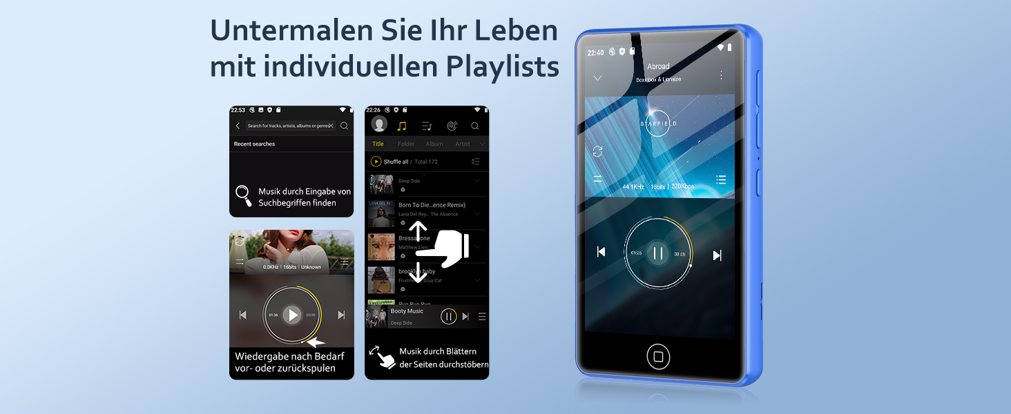 MP3 плеєр AGXOV з Bluetooth та WiFi, Android 4.02