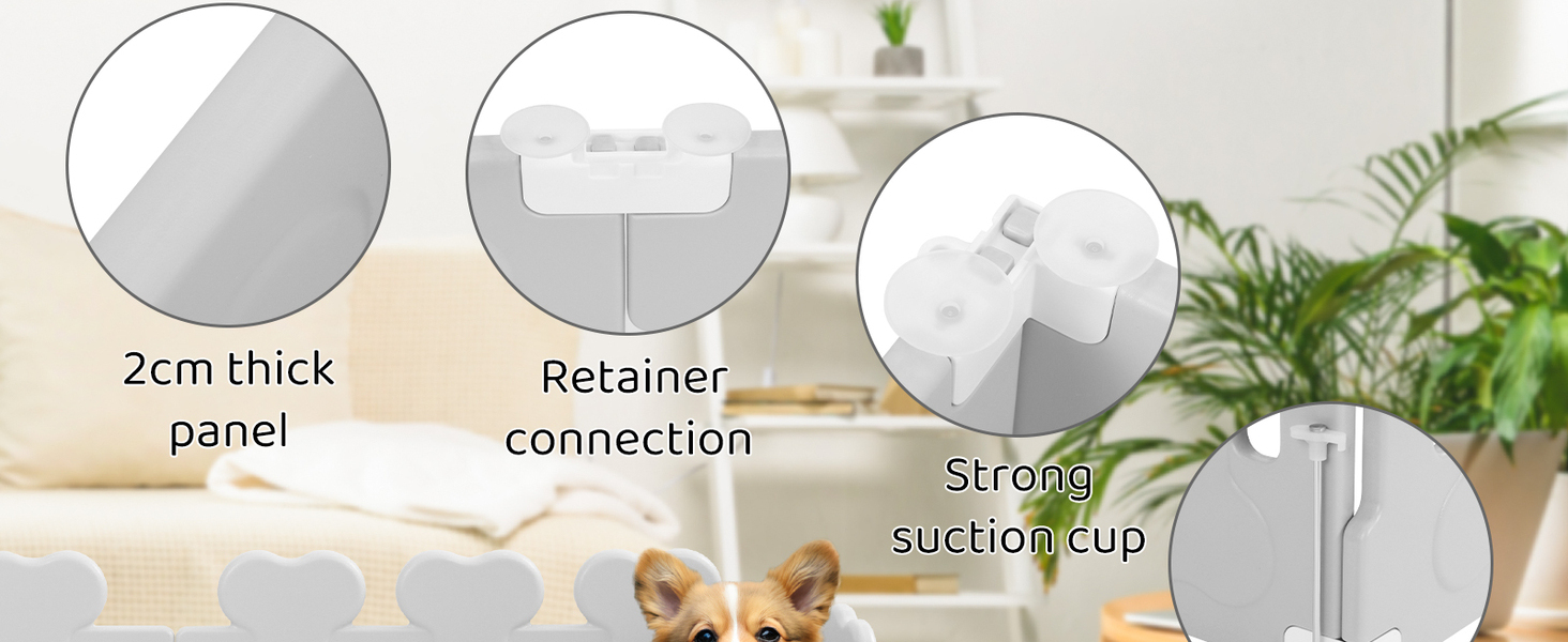 Laufstall для цуценят MAMIZO 60 см: пластиковий загончик з тором, сірий-білий, 5+1 панель