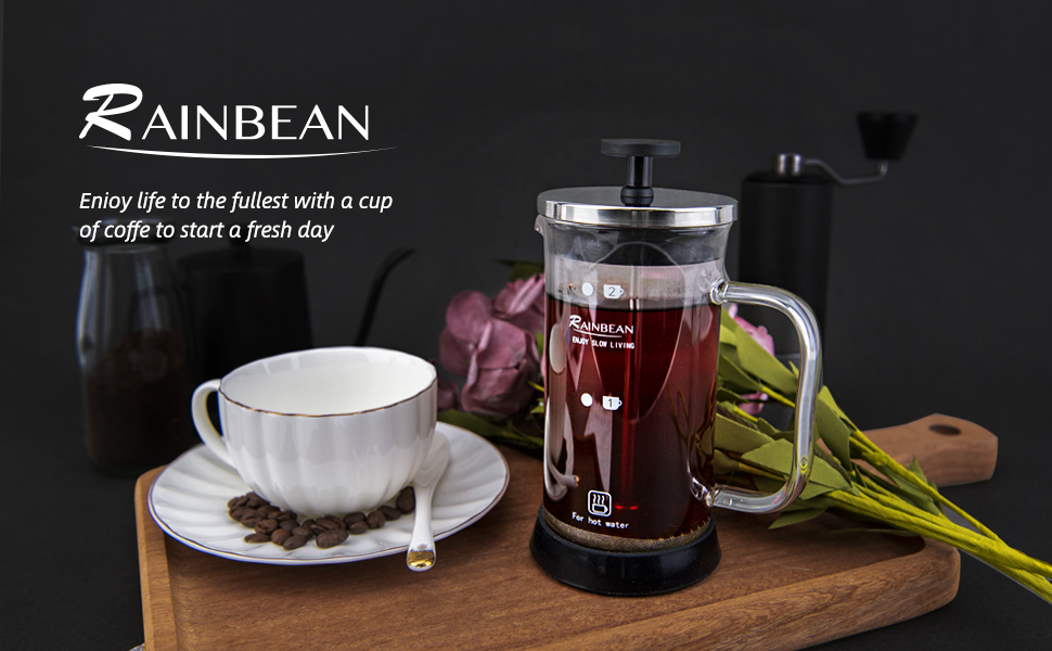 Френч-прес RAINBEAN 350 мл: нержавіюча сталь, скло, для приготування кави