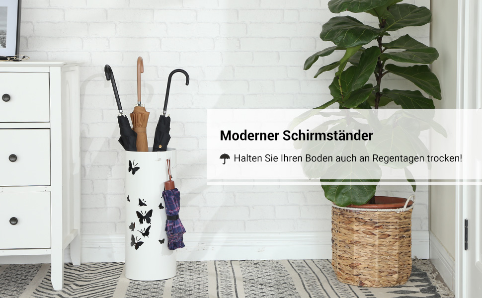 Підставка для парасоль під SONGMICS, металева, кругла, біла, з водозбірником, 49 x 19,5 см