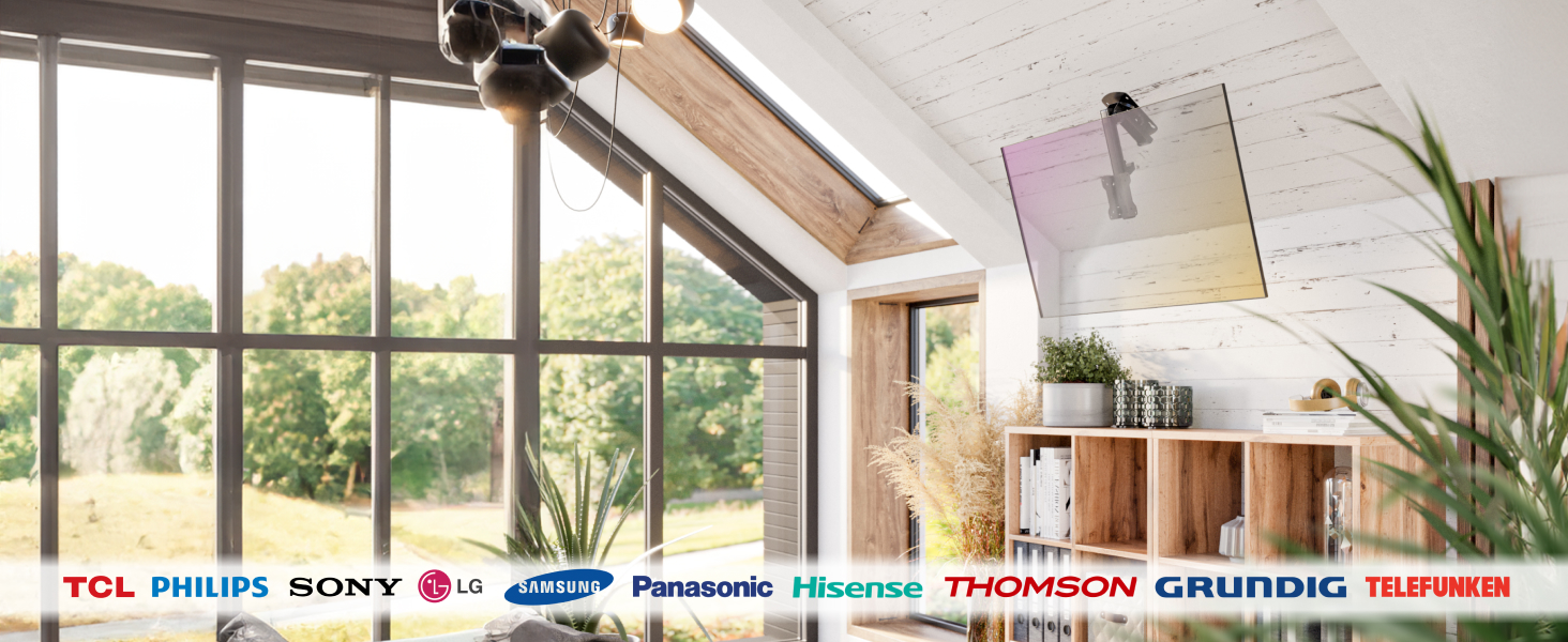 Кронштейн для телевізора стельовий поворотний RICOO 13-32 дюйми VESA 100x100 для плоских, Smart OLED та вигнутих телевізорів