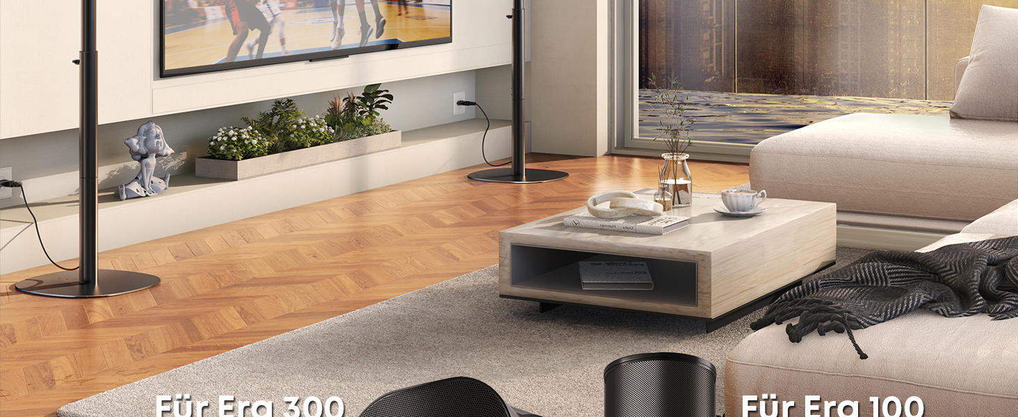 Регульовані підставки для акустики Sonos Era 100 та Era 300, 74-99 см, чорні, 5 кг