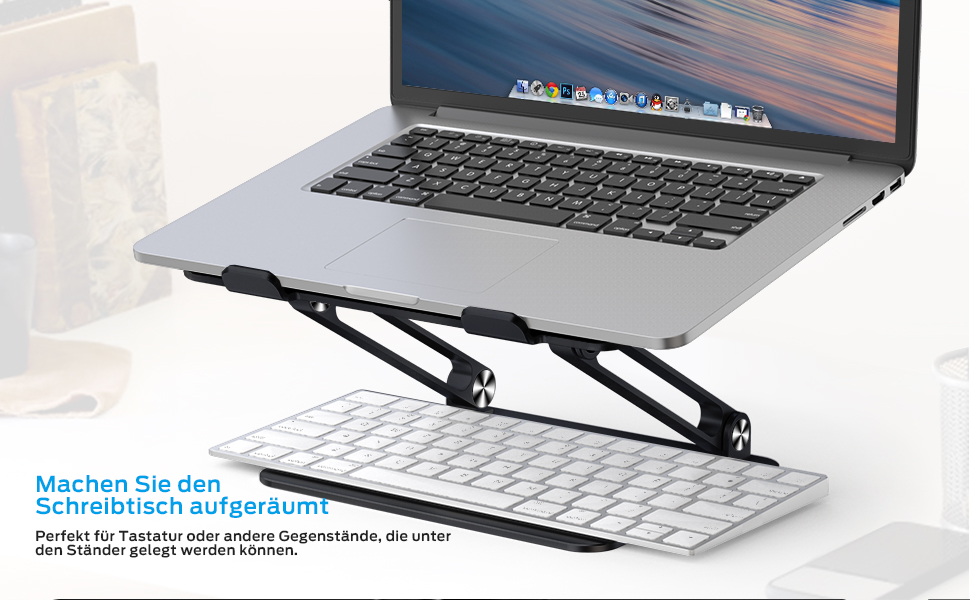 Adjustable Aluminum Laptop Stand - Ventilated Laptop Holder for 10-17 inch Laptops - Compatible with MacBook, Dell, HP, Samsung, Acer