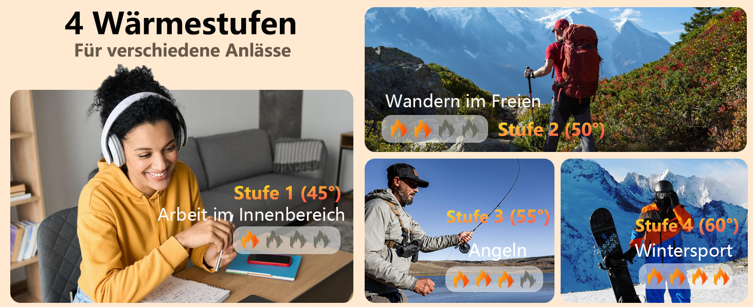 Електричний грілка для рук та кишень, 2-в-1, портативний, магнітний, 4 режими нагріву, USB, багаторазовий, для кемпінгу, зимових розваг, чорний