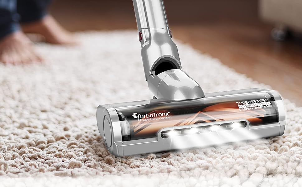 TurboTronic StormStick: потужний акумуляторний пилосос 120 Вт з фільтром MIF та 5 м кабелем (11 кПа, циклонна технологія)