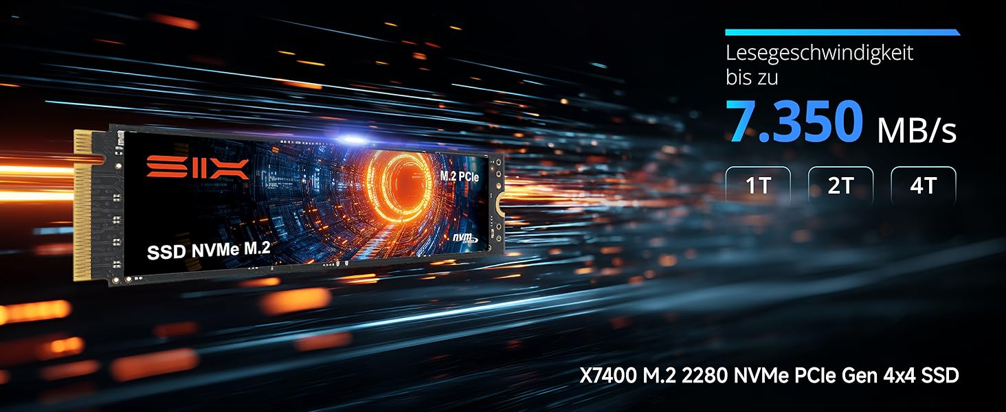 SSD NVMe M.2 PCIe 4.0 2TB X7400 з радіатором - для ігор, PS5, ноутбук, ПК