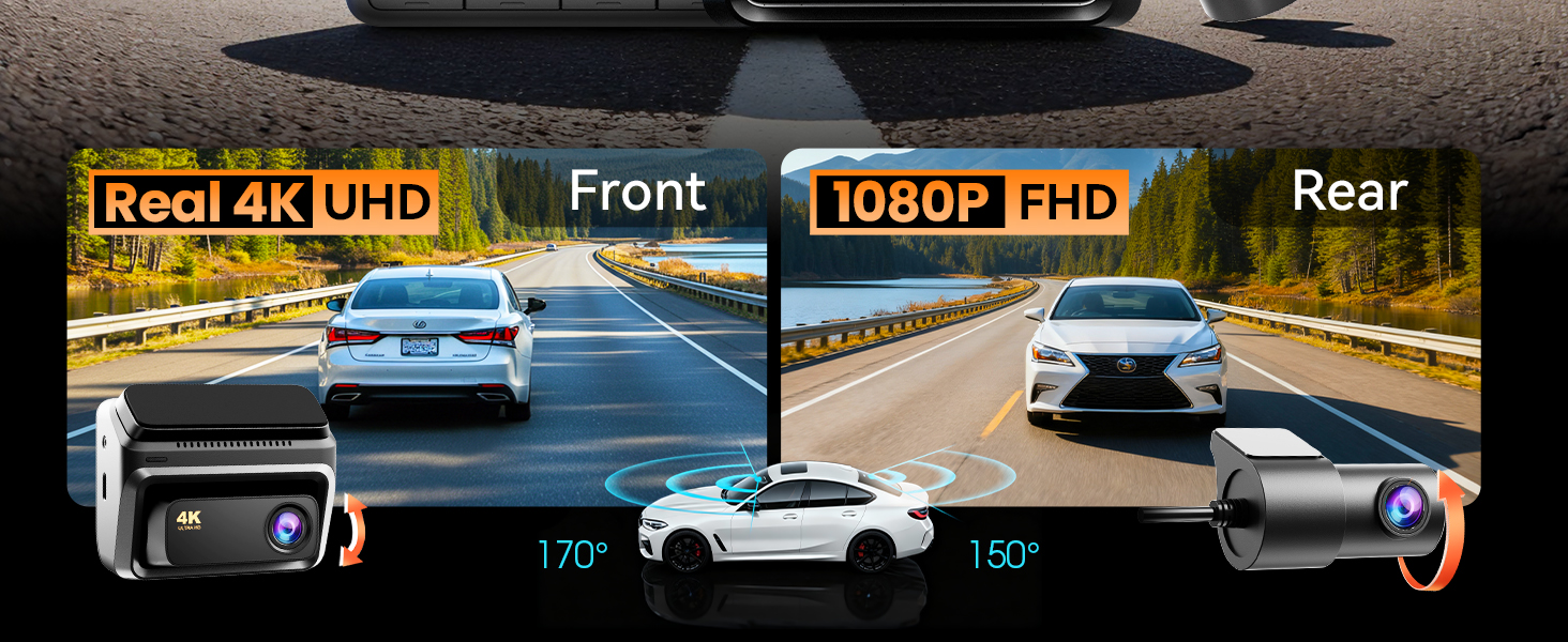 Відеореєстратор DDPAI Z60 4K+1080P, 64GB SD + 32GB eMMC, GPS, 4G LTE, WiFi 6, Нічна зйомка, Паркування 24/7