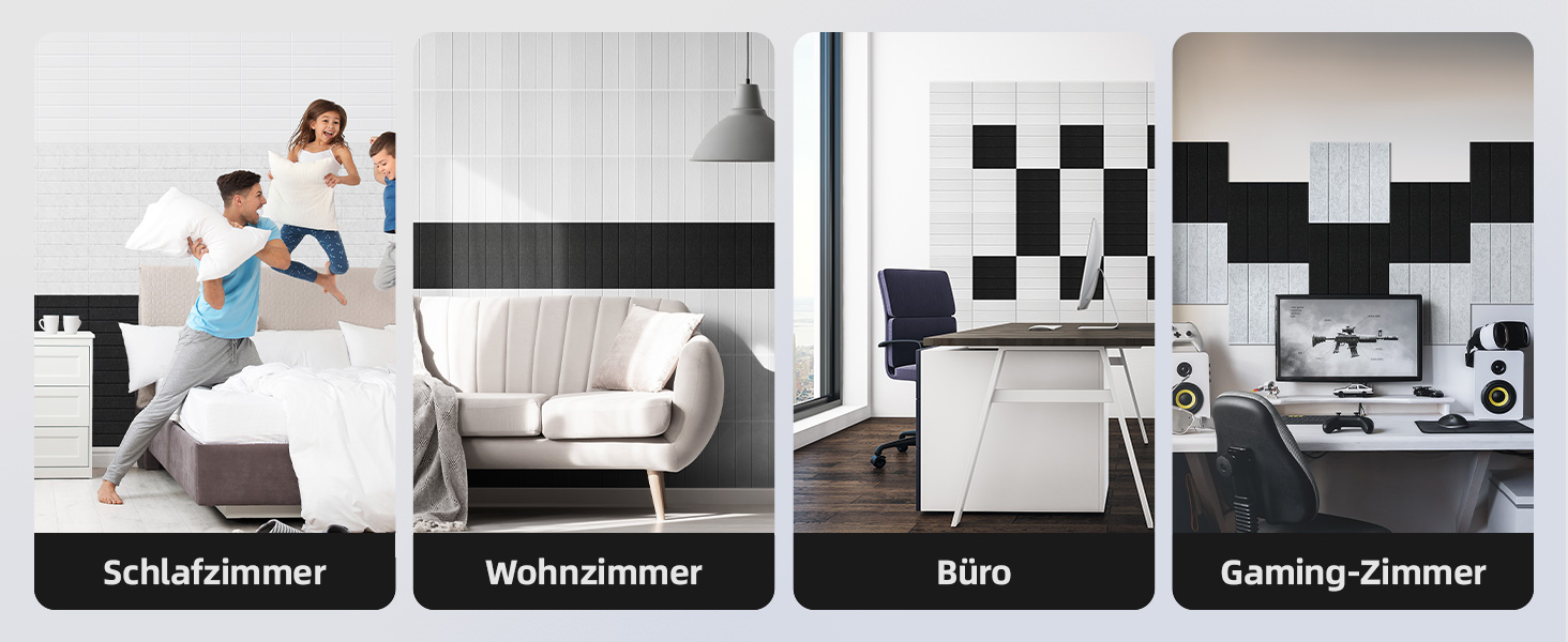 Акустичні панелі Vieshful самоклеючі, 30x30x1 см, звукопоглинаючі стінові панелі з фетру для студії, дому та офісу, чорний колір, 10 шт