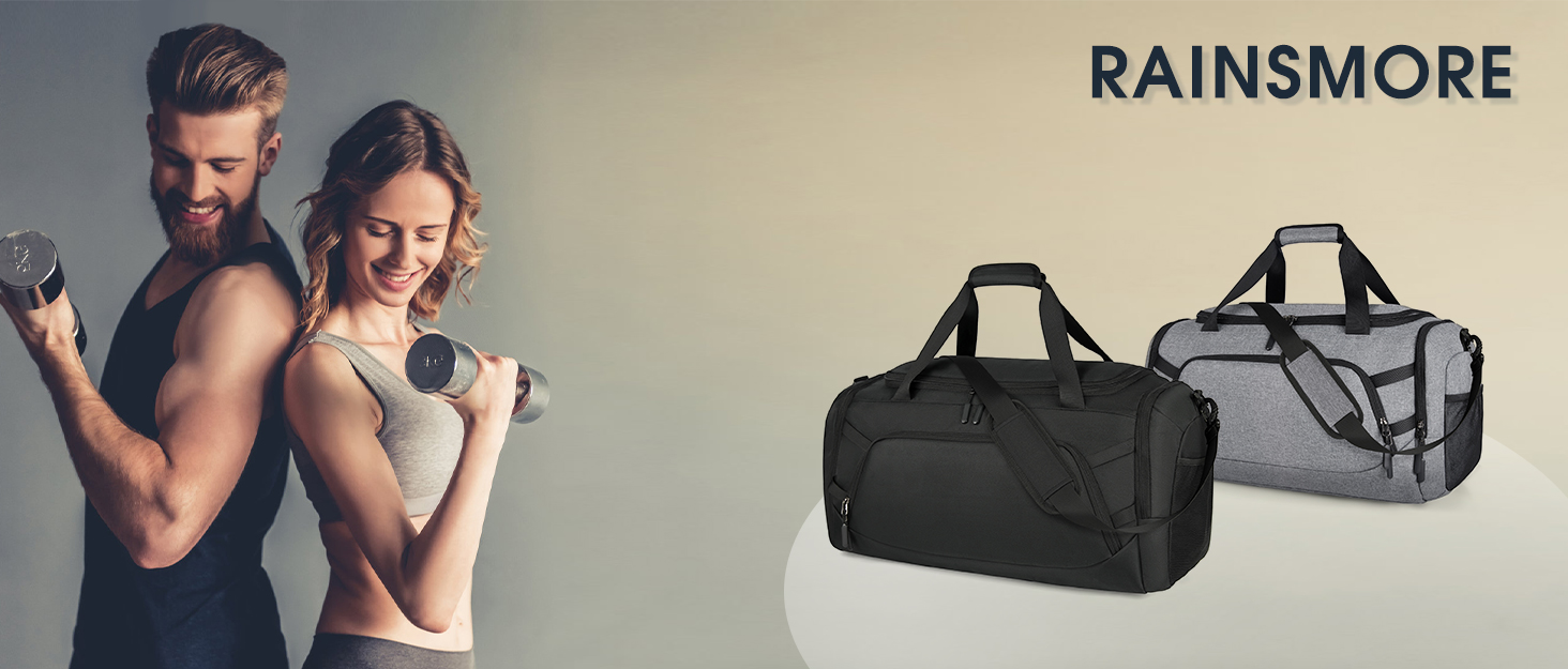 Велика спортивна сумка RAINSMORE 55л з відділенням для взуття та вологих речей, водонепроникна дорожня сумка для чоловіків і жінок, чорна