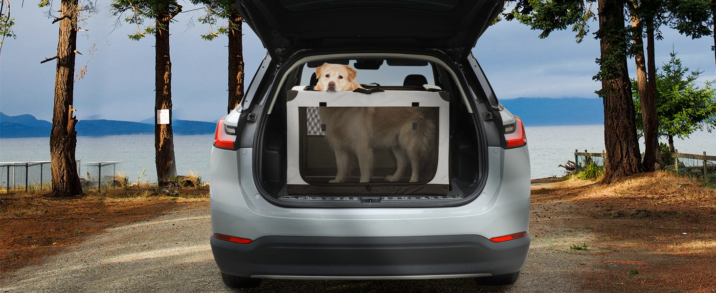 Транспортна переноска для собак Petsfit, XL, сіра - складана, для подорожей та авто, підходить для малих собак та котів