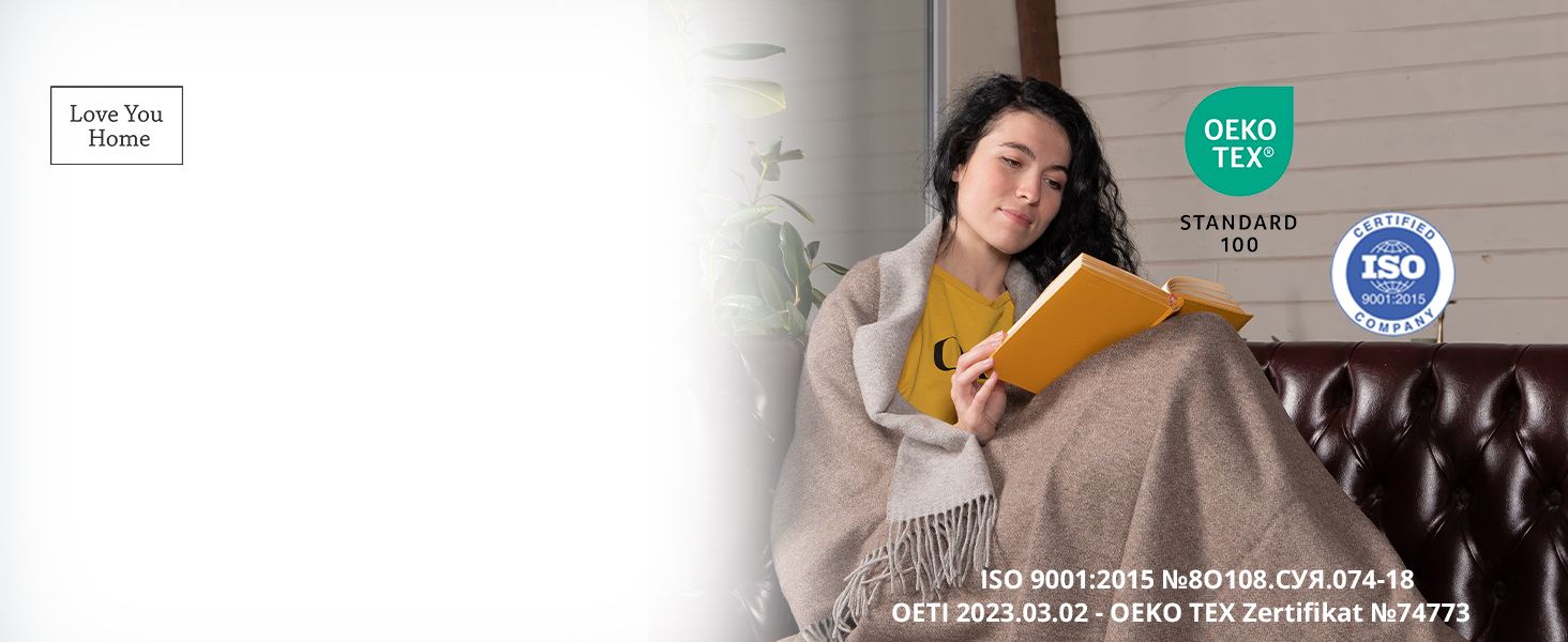 Плед з мериносової вовни LYHome 140x200 см, флісовий теплий плед для дивану, покривало в стилі шеврон синьо-білий