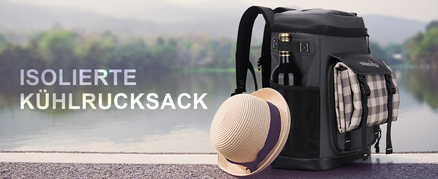 Рюкзак-холодильник Upeelife 30L з килимком для пікніка та кріпленням, водонепроникний, для кемпінгу та пікніків (сірий)