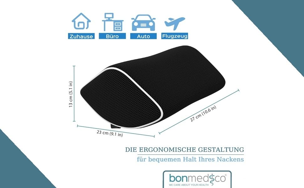 Подушка для офісного крісла Bonmedico з піни Memory Foam: підтримка попереку для офісу, авто та дому, чорна, ергономічна, для підтримки лордозу (XXS)