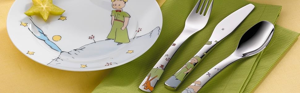 Набір дитячого посуду WMF Der Kleine Prinz (4 шт.), нержавіюча сталь, для дітей від 6 років, Cromargan, придатний для миття в посудомийній машині
