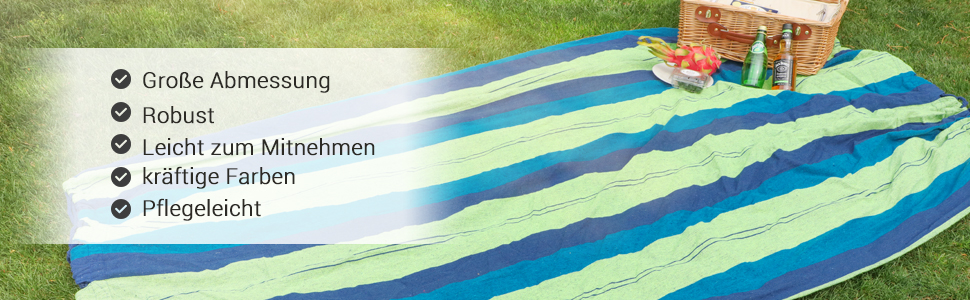 Гамак SONGMICS для 3-х осіб 210x150 см, смуги зелено-блакитні, вантажопідйомність 300 кг, для кемпінгу, туризму, саду, сертифікат TÜV Rheinland