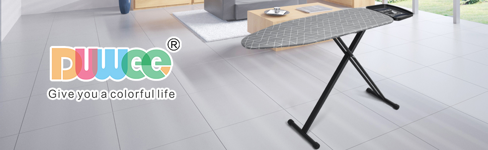 Прасувальна дошка Duwee Extra велика з парогенератором, термостійкий чохол з товстим двошаровим наповнювачем, регульована висота, міцні стабільні ніжки та складана, 122 x 43 см, сіра