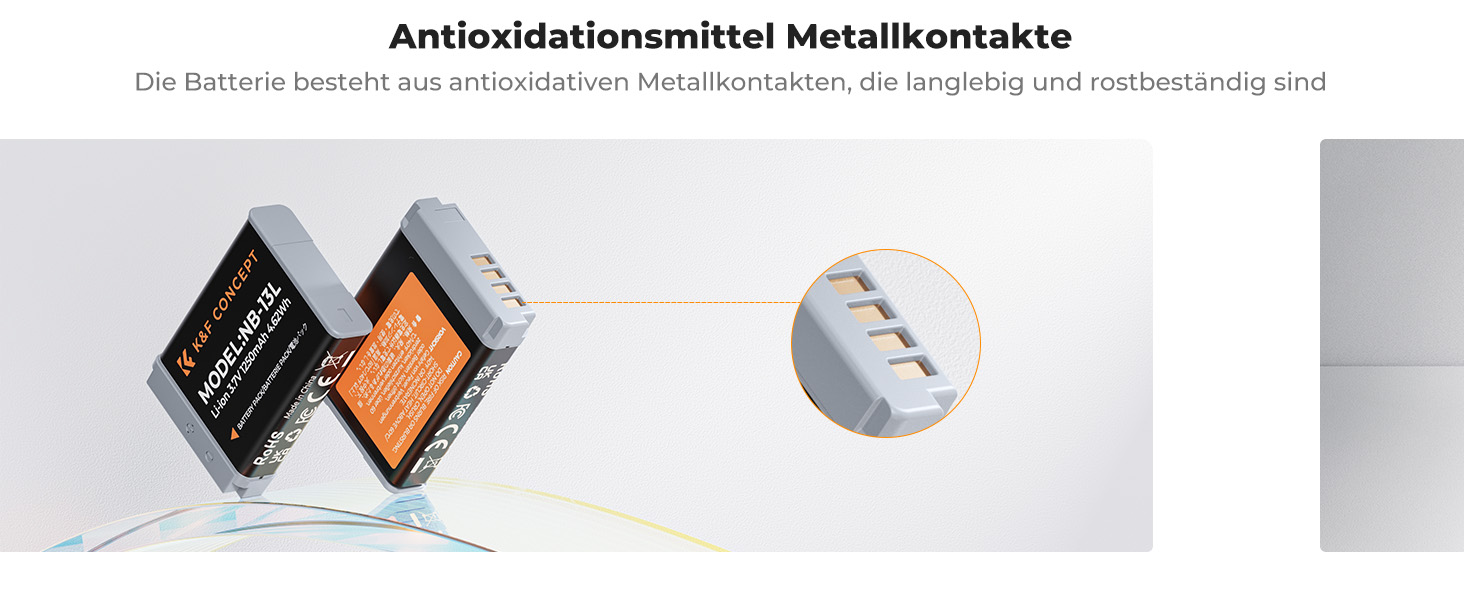 Запасний акумулятор K&F CONCEPT NB-13L (2 шт.) з LCD-зарядним пристроєм для Canon EOS G7X3/G7X2/G9X/G5X/SX720HS