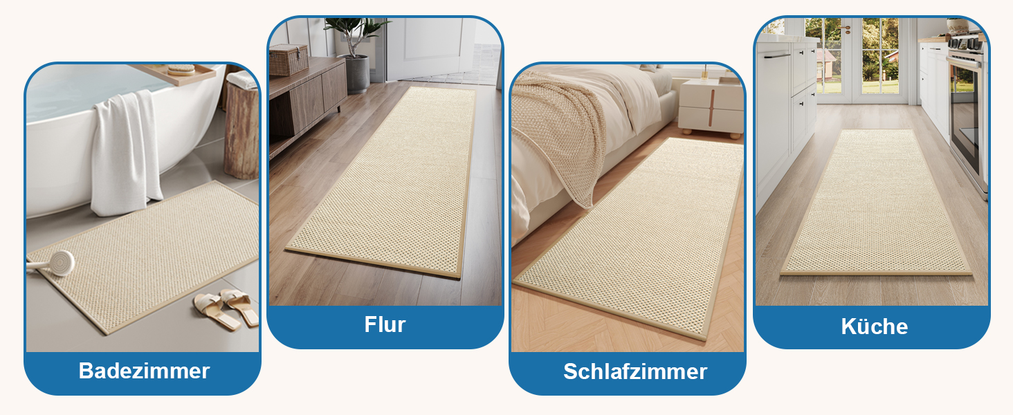 Килимок для ванної кімнати Badteppich Chenille, протиковзкий та вологопоглинаючий, 50x150 см, бежевий