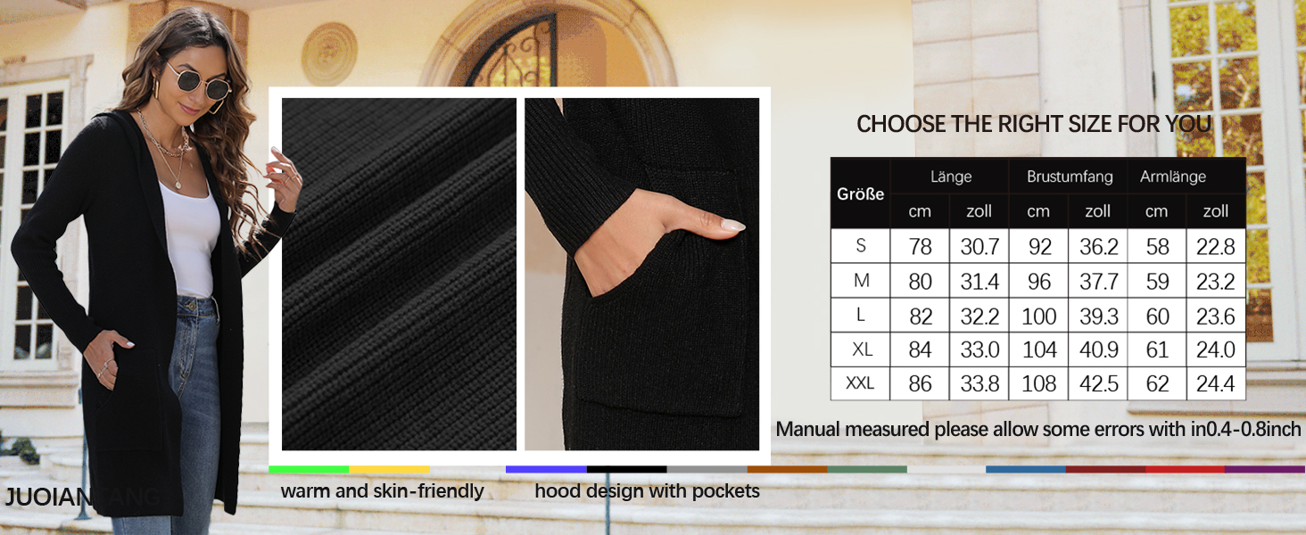 Жіночий трикотажний кардиган JUOIANTANG з довгими рукавами, кишенями та капюшоном, сірий, S-XXL