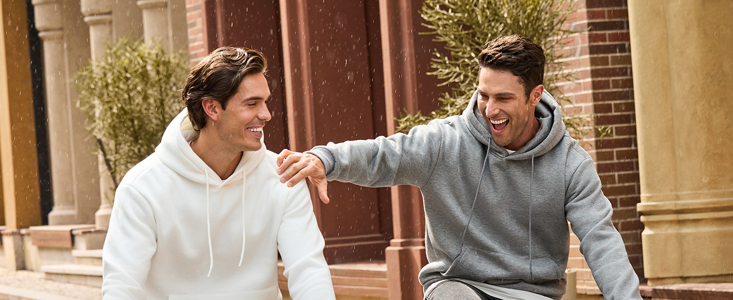 Чоловічий зимовий худі JMIERR білого кольору — теплий бавовняний прогулянковий пуловер з капюшоном та кишенями, розмір L