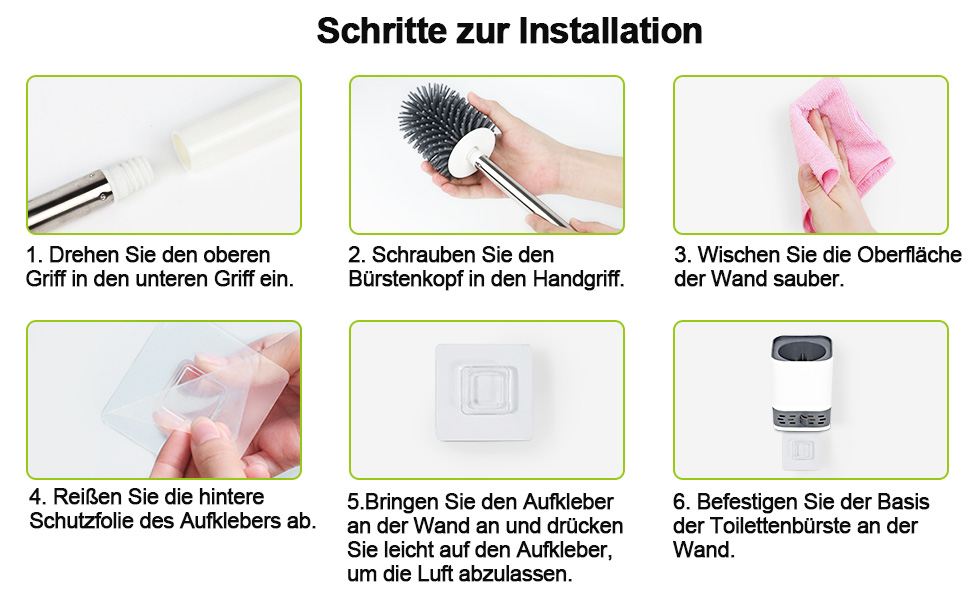 Силіконова щітка для унітазу Glowbal з контейнером, швидковисихаюча, для ванної кімнати, монтаж на стіну та стоячи, білий/сірий колір