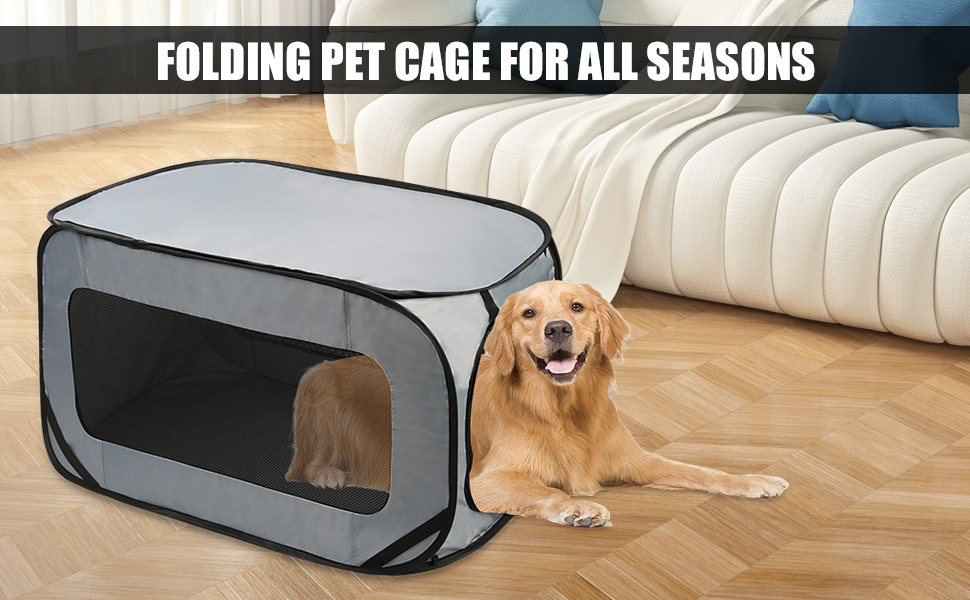 Транспортна переноска для собак та котів, складана Pop-Up, сіра. Міцна переноска з оксфордської тканини, до 29.5 кг