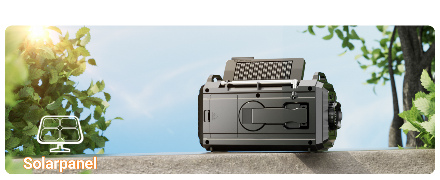 Радіо на ручному привіді AM/FM/SW з акумулятором 12000mAh, ліхтарик та SOS-сигнал, для туризму та кемпінгу, блакитне