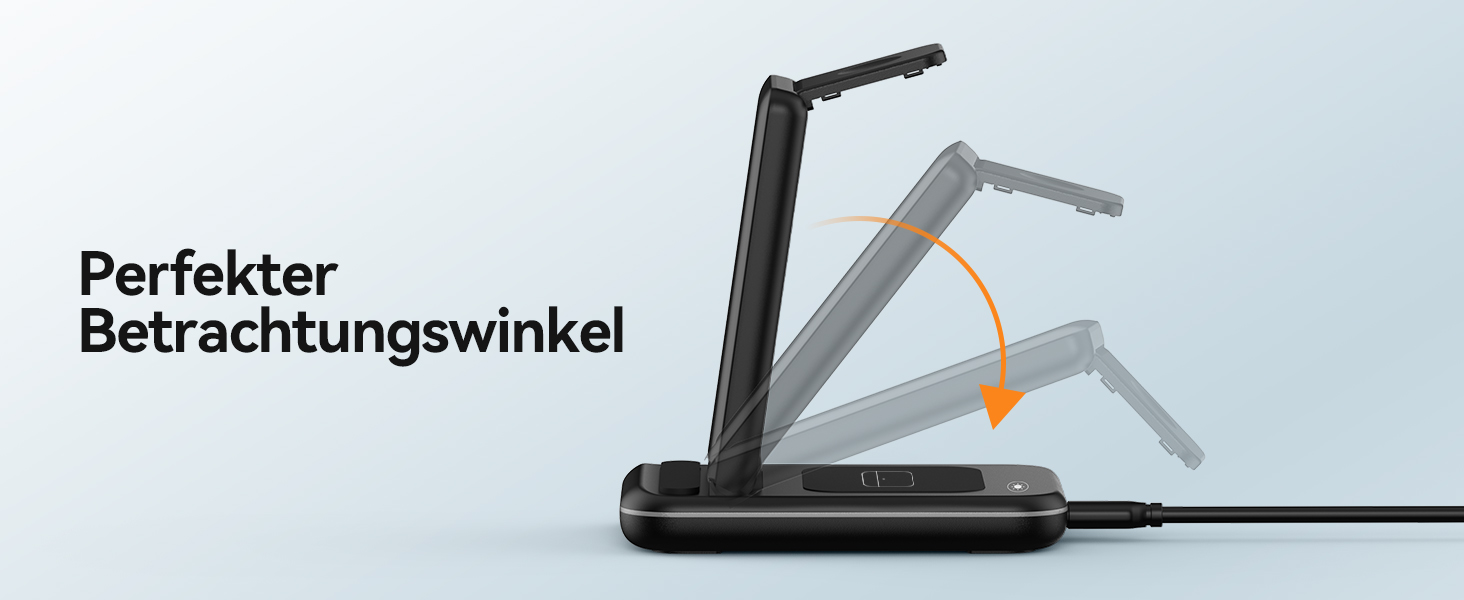 TECKNET Бездротова зарядка 3 в 1, Складна індукційна станція, Швидка зарядка для iPhone 17/16/15/14/13/12/11/Pro Max, Apple Watch Ultra/11-3/SE, AirPods Pro 3-2/4-2, Чорний