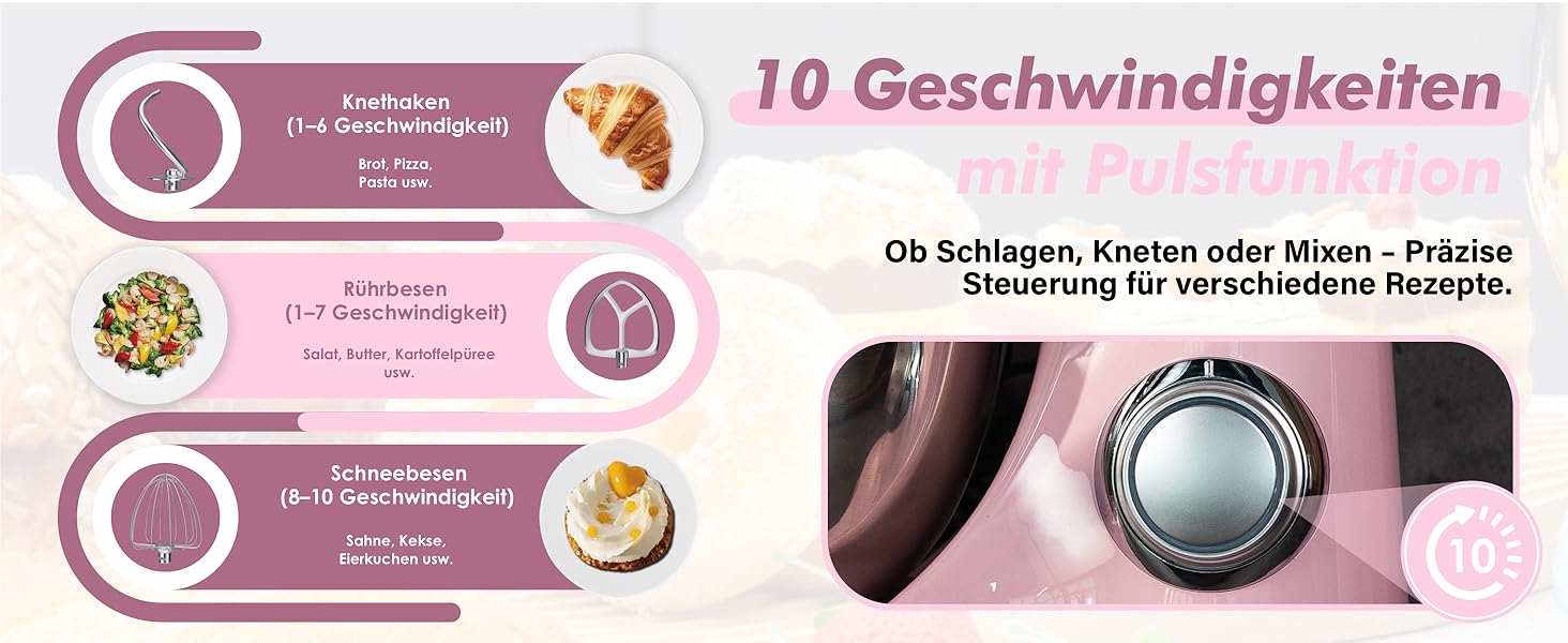 Кухонний комбайн Kitchen in the box: 6 л, 1300 Вт, 10+ швидкостей, з набором насадок (крюк, віночок, гак)