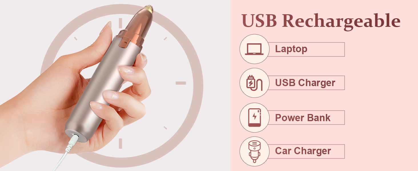 Триммер для брів для жінок, акумуляторний: прецизійний триммер для брів та волосся на обличчі, безболісний епілятор, видалення волосся, триммер для брів