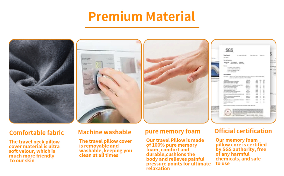 Подушка для шиї, 100% Memory Foam, U-подібна форма, сіра. Для подорожей, авто, дому, офісу.