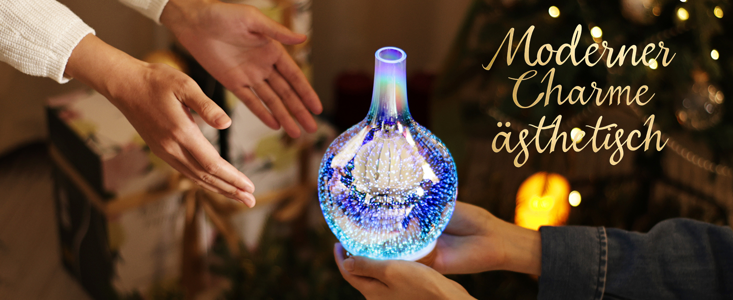 Ароматичний дифузор Porseme Aroma 500 мл, скляний зволожувач повітря, ультразвуковий аромадифузор з LED-підсвіткою 7 кольорів, для ефірних олій, працює до 21 години, тихий, для дому (Rosegold)