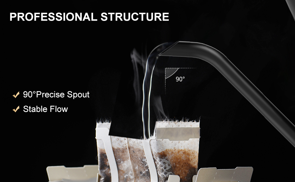 Електричний чайник-заварник зі сталевим гусячим носиком, 1л, 1200Вт, з регулюванням температури та функцією підігріву 24 години, чорний