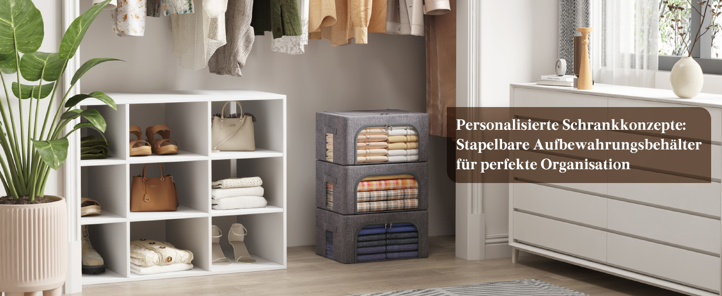 Органайзер для одягу Lifewit з кришкою, з металевим каркасом, сірий (2 шт., 25л)