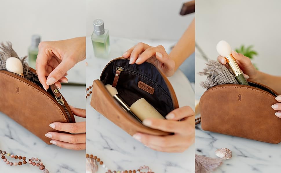 Шкіряна косметичка Berliner Bags Zoe, вінтажна сумка для косметики, органайзер для жінок та дівчат, пенал для аксесуарів