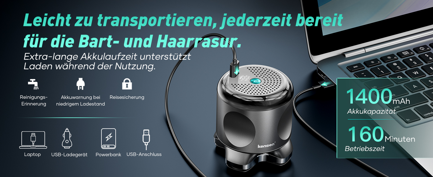 Електричний голковий бритва для чоловіків Glatzen Rasierer: бездротовий, вологостійкий, з 5D рухомою головкою, чорний