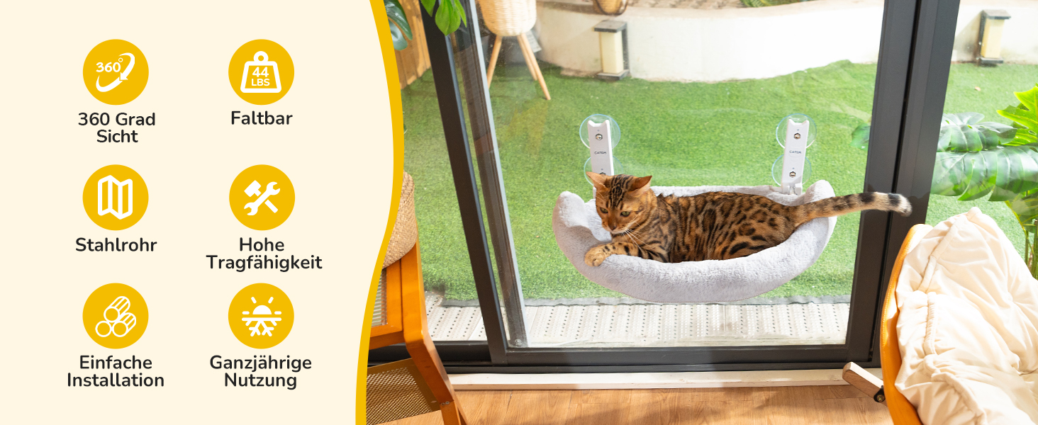 Кішка лежанка на вікно CATISM, сіра, з подушкою, до 20 кг, 52x30 см