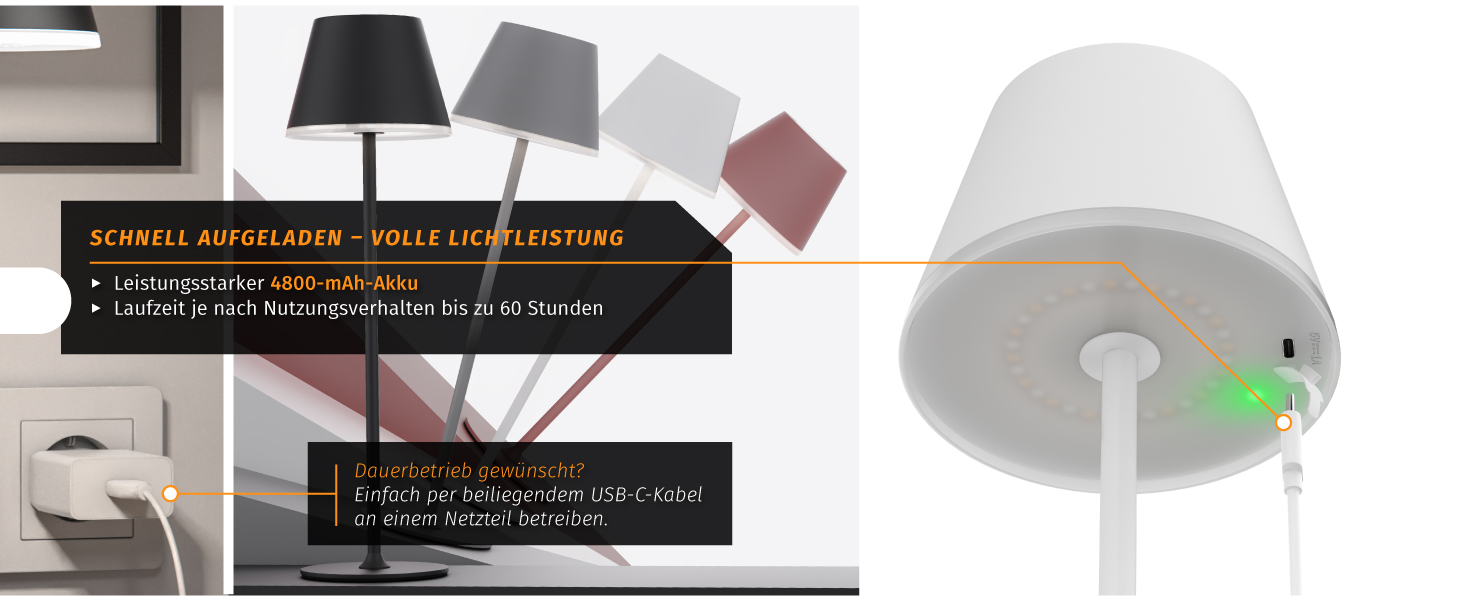 Світлодіодний акумуляторний настільний світильник Brandson з димером (3 в наборі) - білий. Бездротовий, сенсорний, з регулюванням яскравості (теплий/нейтральний/холодний білий). Металевий світильник для столу, нічника, читання, в приміщенні/на вулиці.