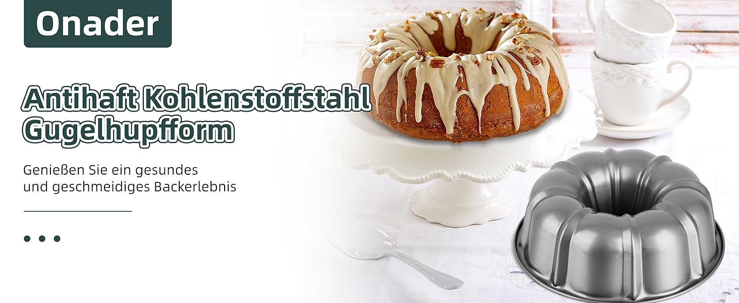 Форма для кексів Onader, нержавіюча сталь з антипригарним покриттям, 25,5 см, кругла форма для випічки кексів, хліба, здобної випічки, легко миється (сірий)