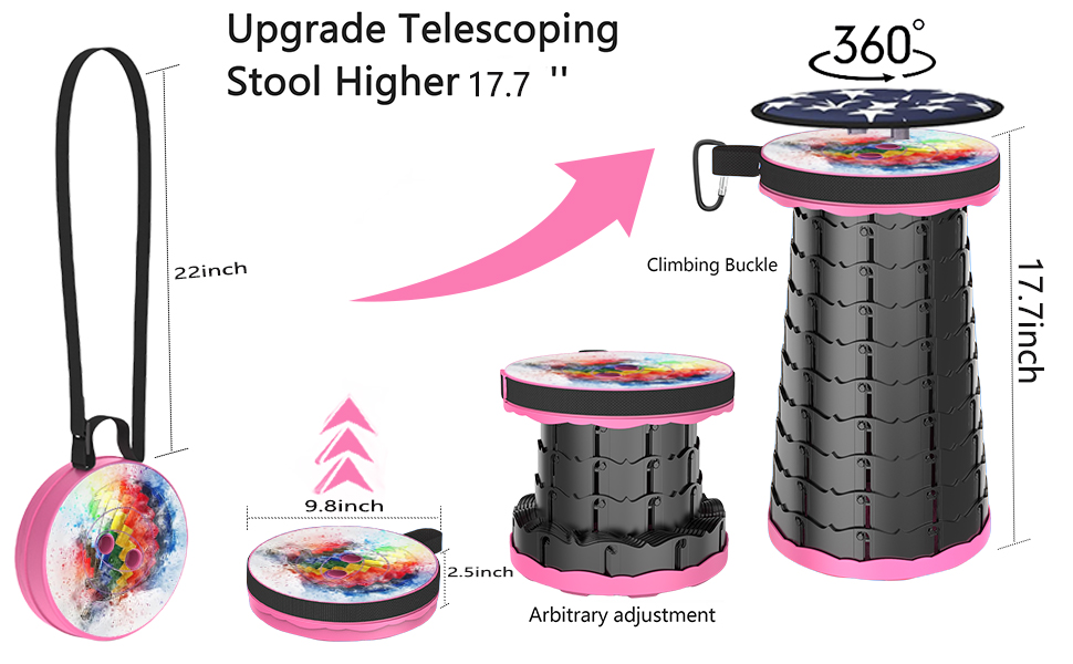 Складний стільчик Alevmoom 2024 з подушкою, для кемпінгу, подорожей, риболовлі. Міцний, витримує до 200 кг, телескопічний, регульований.