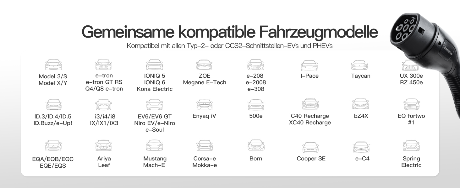 Кабель для зарядки електромобіля Type 2 Schuko 3.68 кВт 10м, 6-16A з дисплеєм та таймером