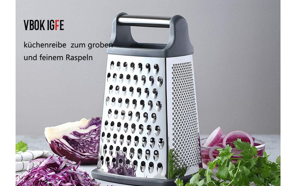 Трока для тертя з нержавіючої сталі, кухонна тертка для грубого та дрібного натирання, для фруктів, овочів, моркви, сиру, придатна для миття в посудомийній машині - Світло-блакитна