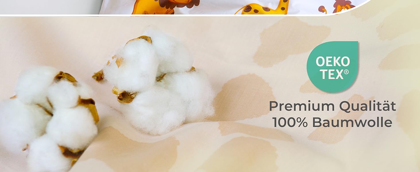 Комплект постільної білизни для дітей Gräfenstayn® з принтом тварин (жирафа та слон) - 100% бавовна (ренфорс) - ковдра 135x100 см, подушка 135x100 см