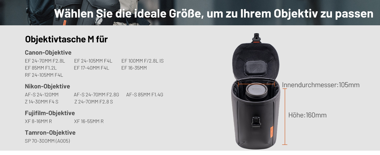 Сумка для фотокамери PGYTECH Linsentasche: захисний кейс для об'єктивів DSLR Sony/Canon/Nikon