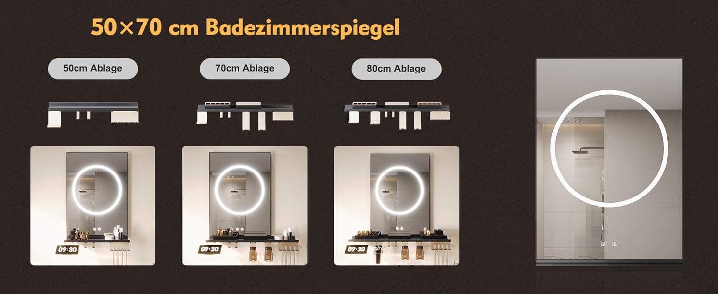 Дзеркало для ванної кімнати SONNI з підсвічуванням 60x40 см, LED, IP44, білий