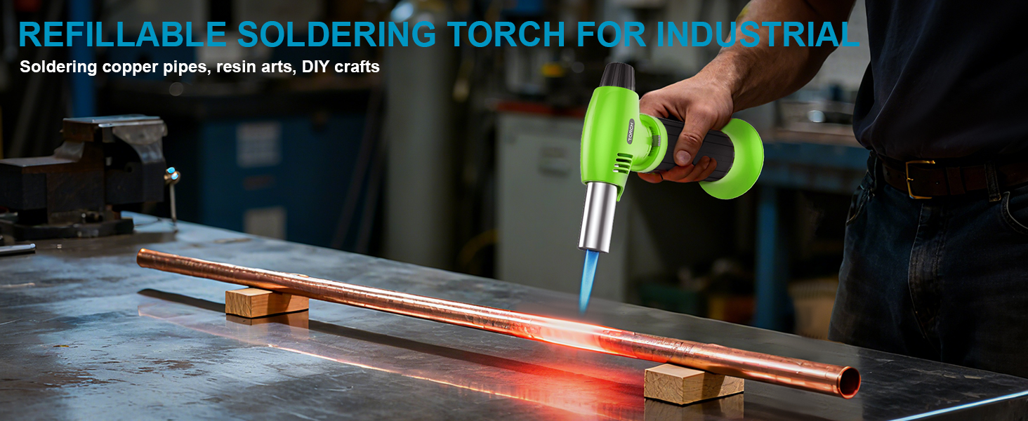 Кулінарний пальник для Крем-брюле, міні-пальник з регулюванням полум'я та захисним замком для десертів та BBQ, зелено-чорний (газ не входить)