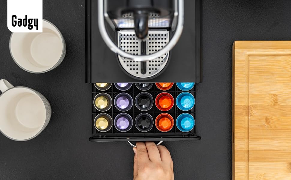 Тримач для капсул Nespresso Gadgy - органайзер для 50 капсул, нержавіюча сталь, чорний