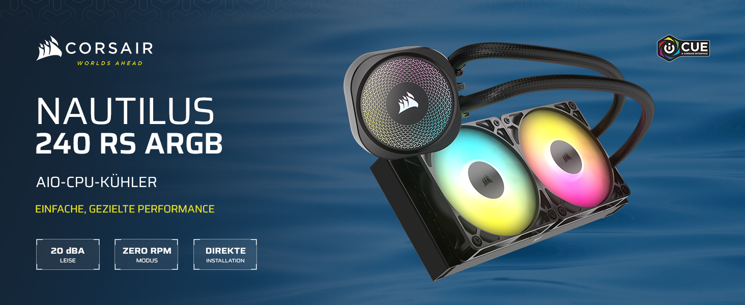 Система водяного охолодження Corsair Nautilus 360 RS для CPU – тиха, з прямим підключенням до материнської плати, сумісна з Intel LGA 1851/1700, AMD AM5/AM4, 3x RS120 вентилятори, ARGB, 240мм AIO, чорний колір